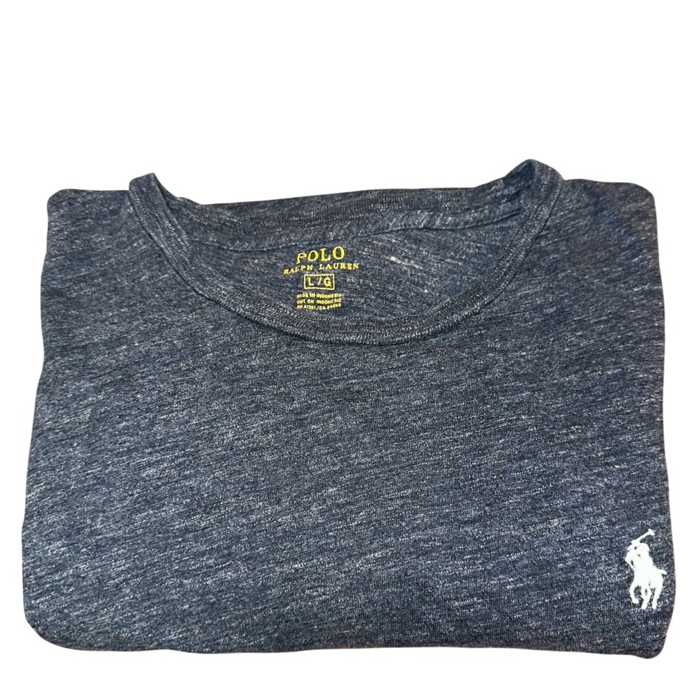 Polo Ralph Lauren Mens L Long Sleeve T-Shirt Grey Heather Cotton White Pony
